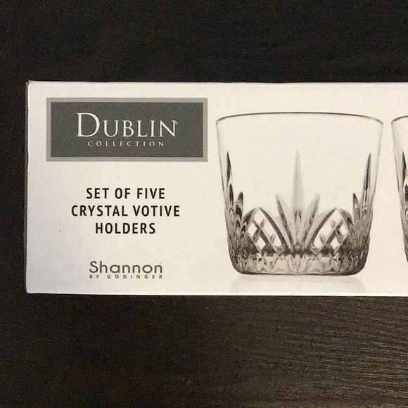BNIB Dublin Set of 5 Crystal Votive Holders (includes votive candles) - Picture 2 of 4